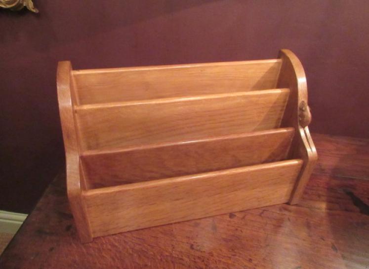 Thompsons of  Kilburn Mouseman Oak Letter Rack - Image 1