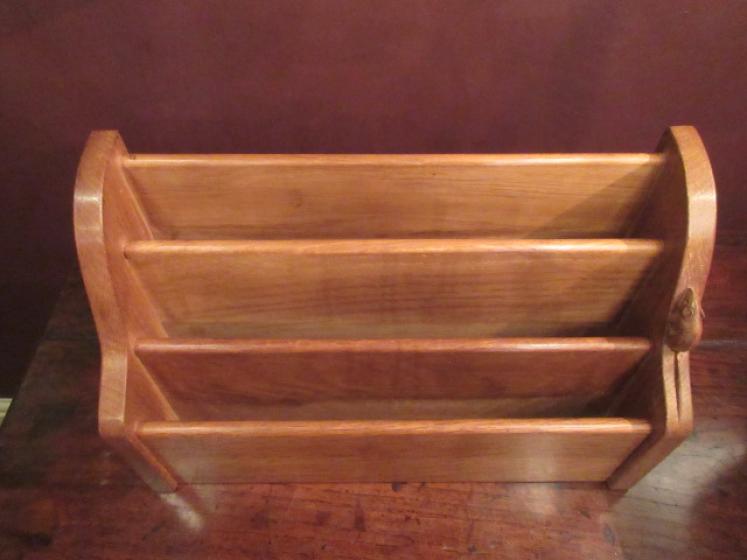 Thompsons of  Kilburn Mouseman Oak Letter Rack - Image 4