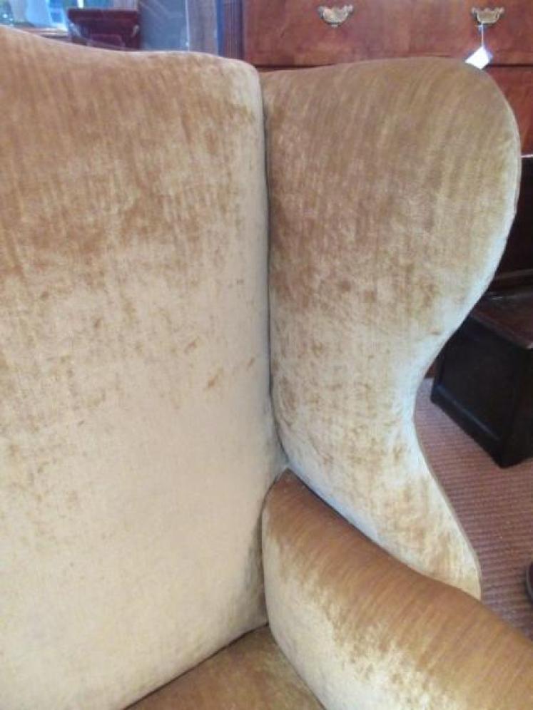 Superb George III Style Antique Upholstered Wing Armchair - Image 4
