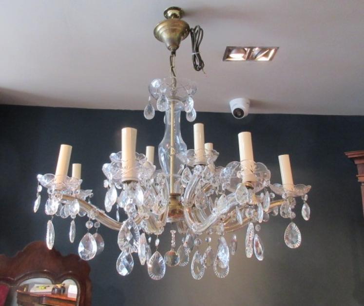 Antique Crystal Cut Glass Two Tier Chandelier - Image 1