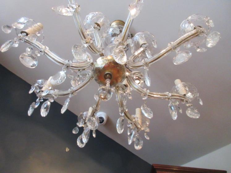 Antique Crystal Cut Glass Two Tier Chandelier - Image 2