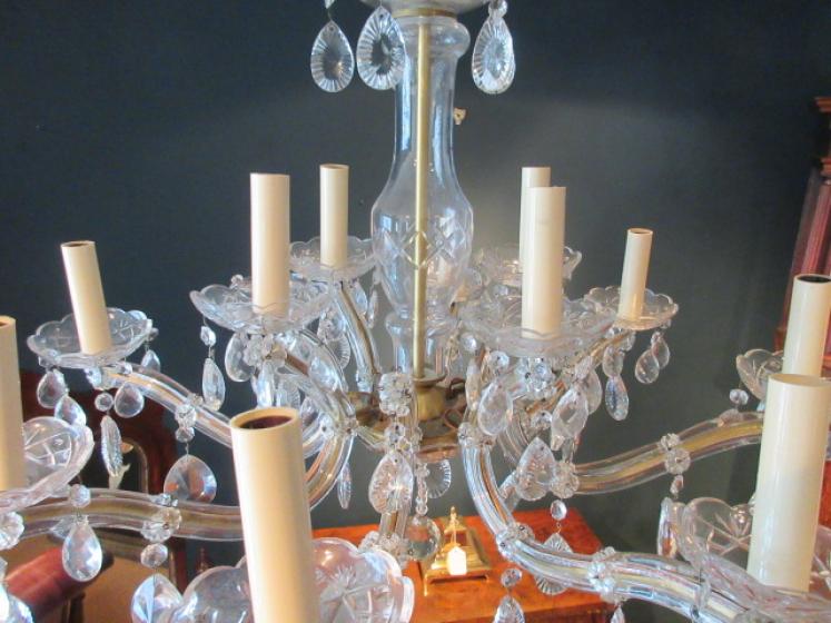 Antique Crystal Cut Glass Two Tier Chandelier - Image 3