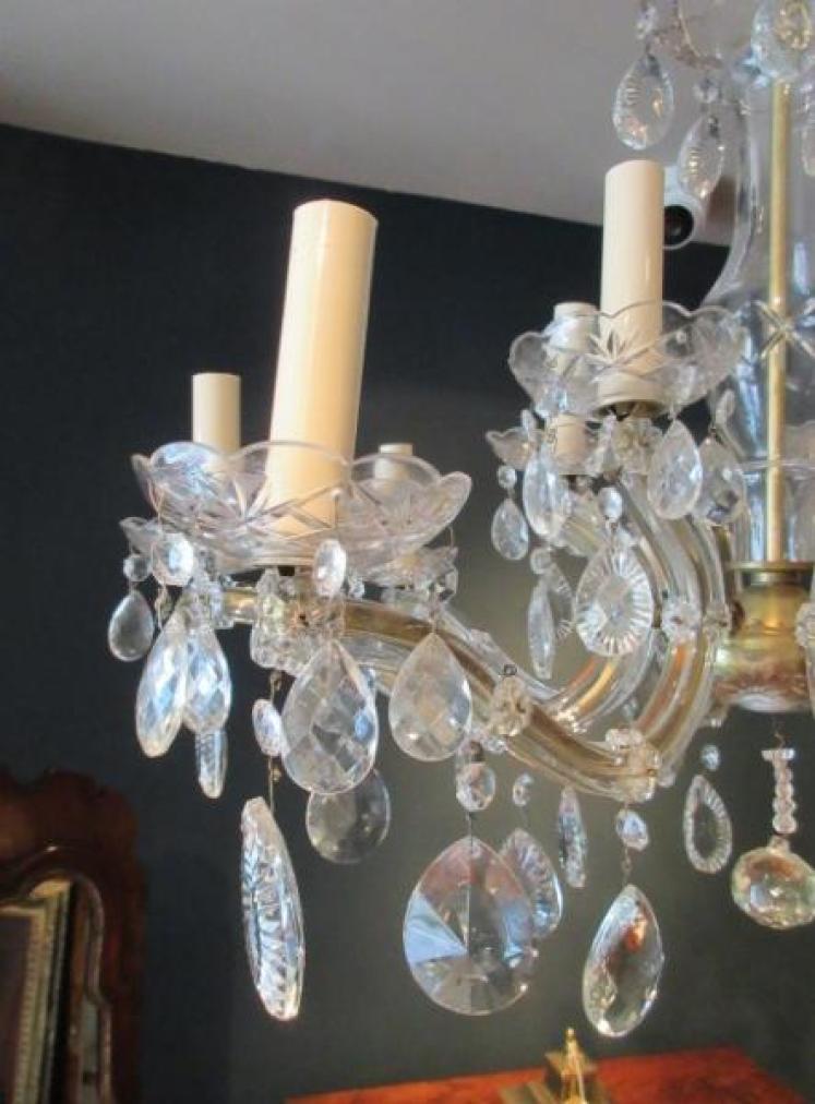 Antique Crystal Cut Glass Two Tier Chandelier - Image 5
