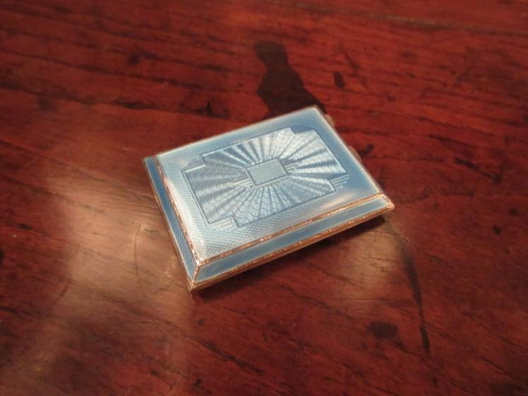 George V Period Silver & Pale Blue Enamel Card Case - Image 5