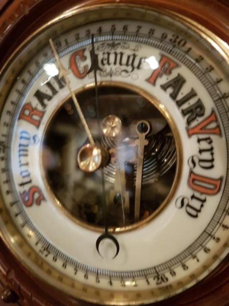 Antique Carved Mahogany Edwardian Barometer - Image 3