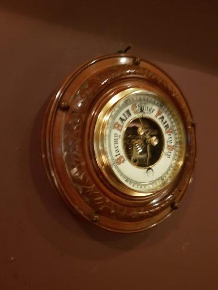 Antique Carved Mahogany Edwardian Barometer - Image 5
