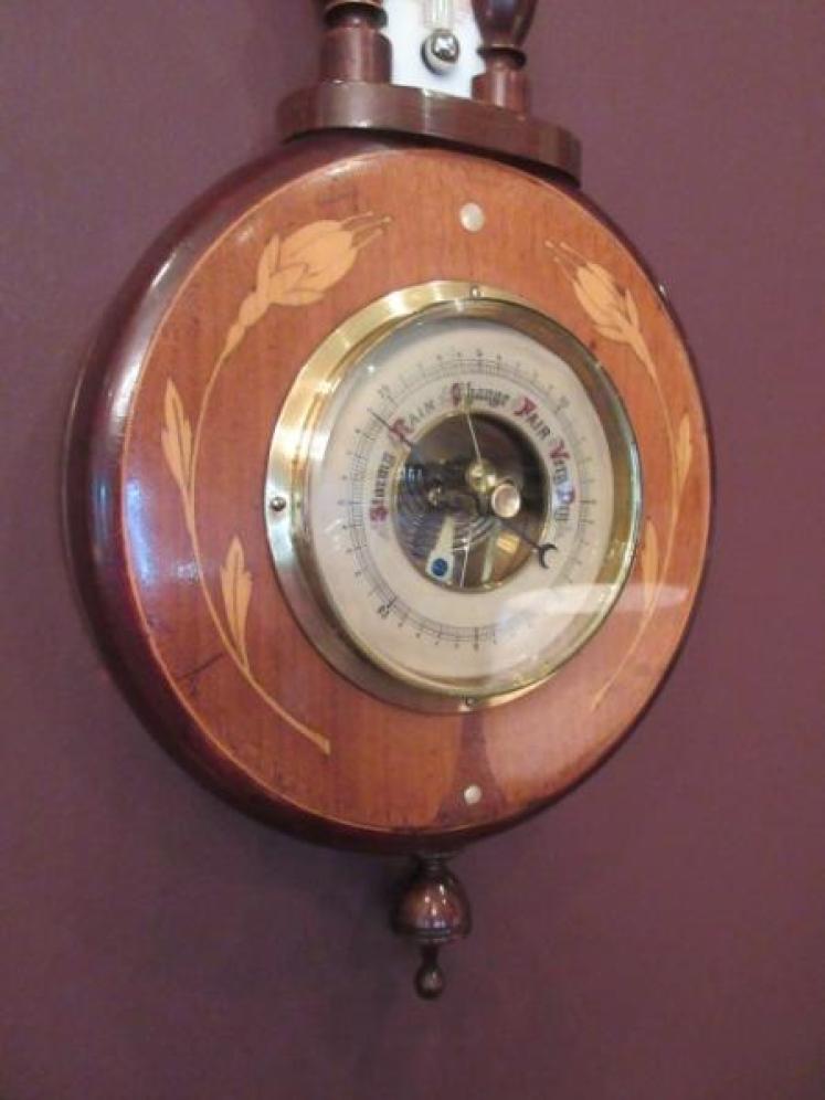 Edwardian Antique Inlaid Pendant Banjo Barometer - Image 2