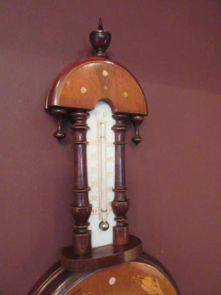 Edwardian Antique Inlaid Pendant Banjo Barometer - Image 3