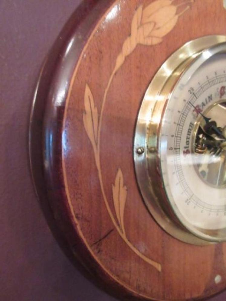 Edwardian Antique Inlaid Pendant Banjo Barometer - Image 4