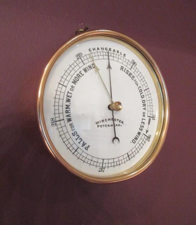 Antique Polished Brass Marine Barometer - Image 1