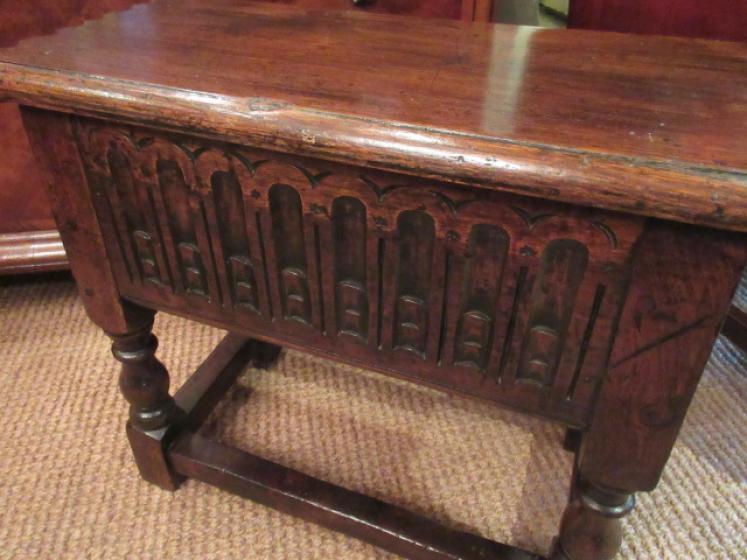Georgian Style Antique Oak Box/Stool - Image 4