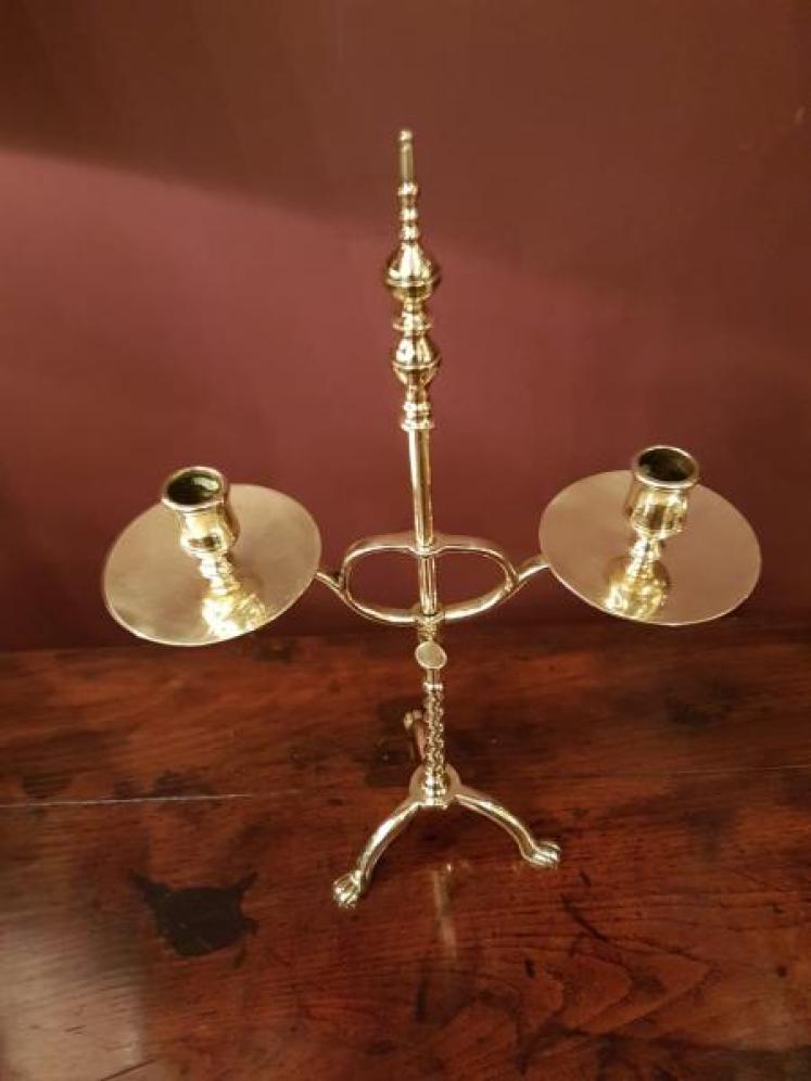 Pair of Early Victorian Brass Rise and Fall Candelabras - Image 2