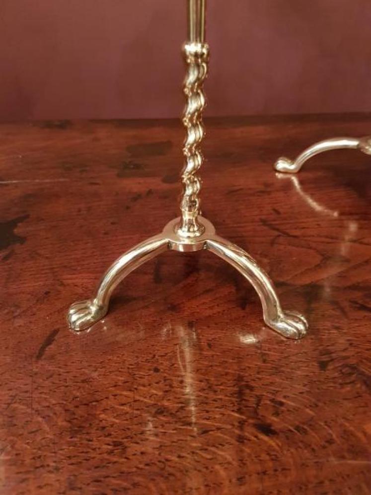 Pair of Early Victorian Brass Rise and Fall Candelabras - Image 3