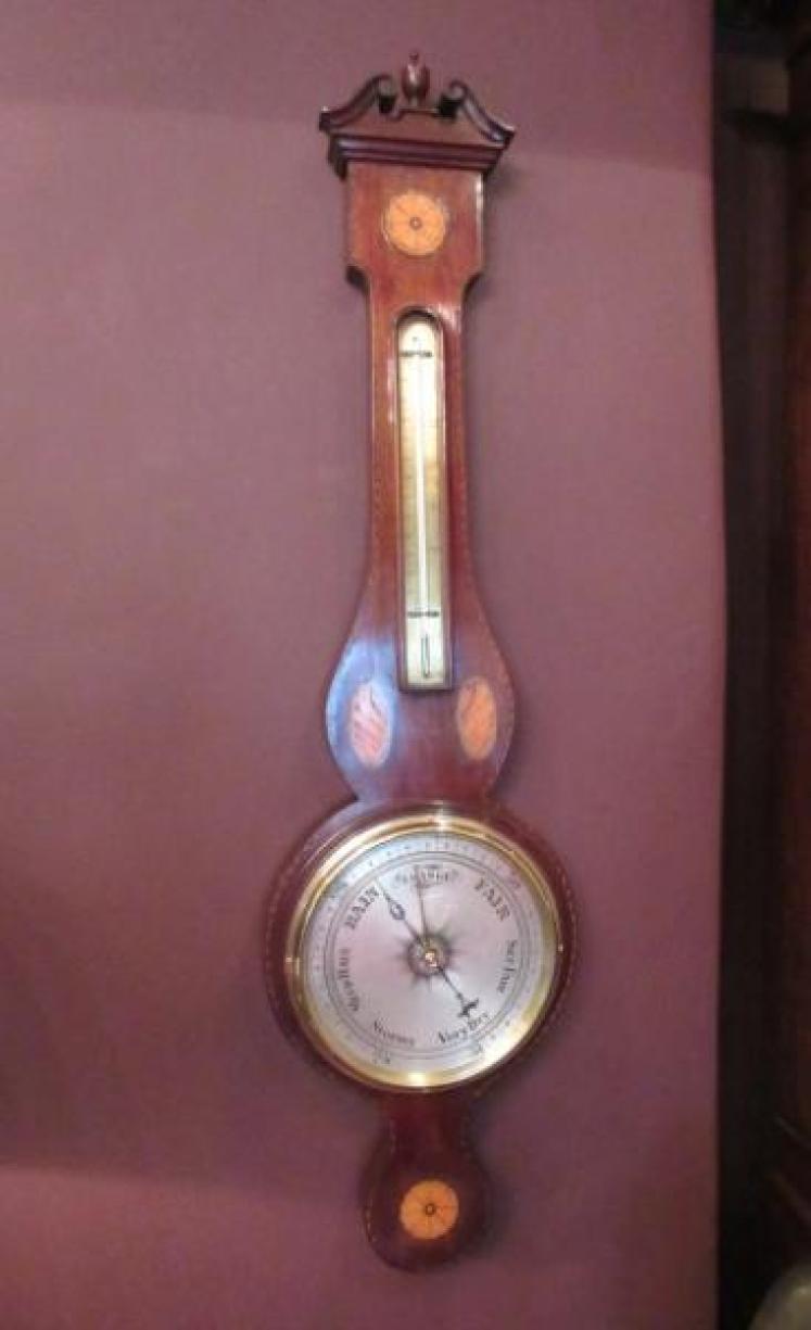 Top Quality Antique Sheraton Inlaid Banjo Barometer - Image 1