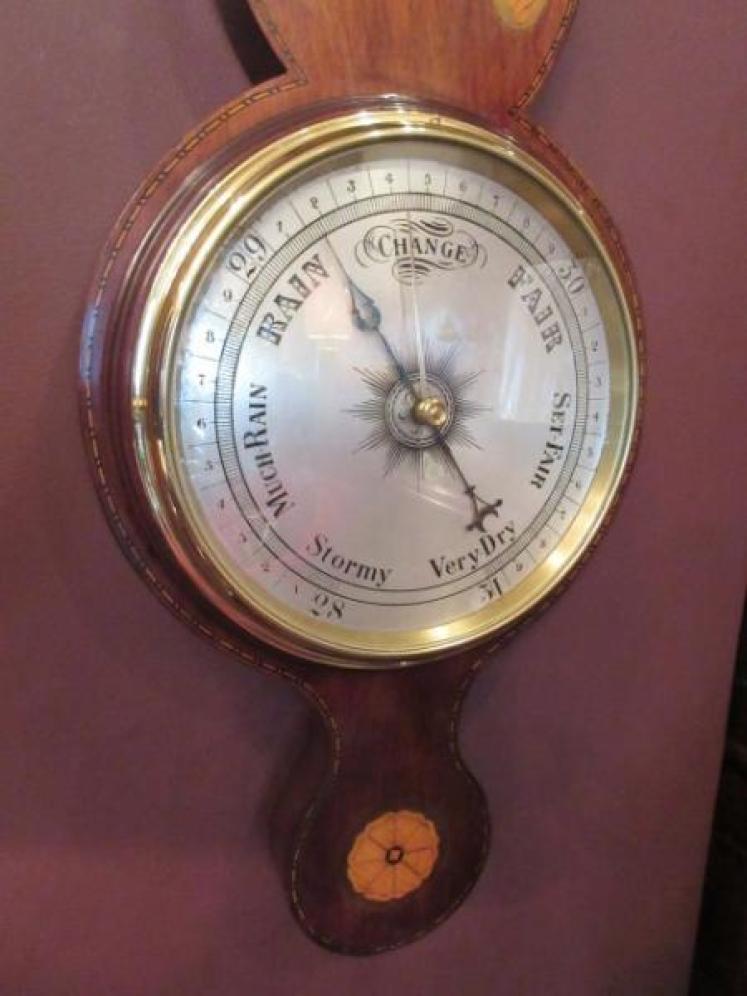 Top Quality Antique Sheraton Inlaid Banjo Barometer - Image 2