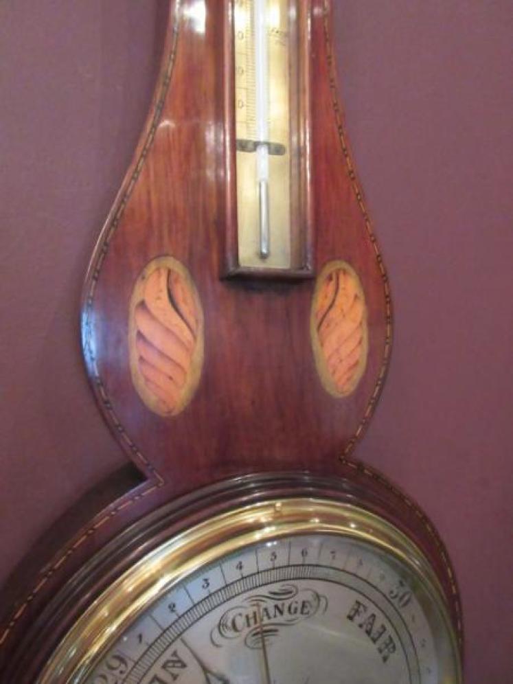 Top Quality Antique Sheraton Inlaid Banjo Barometer - Image 3
