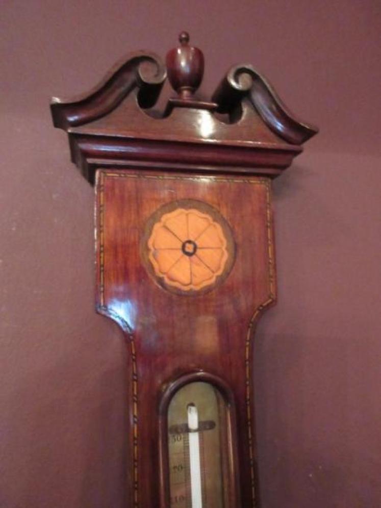 Top Quality Antique Sheraton Inlaid Banjo Barometer - Image 4