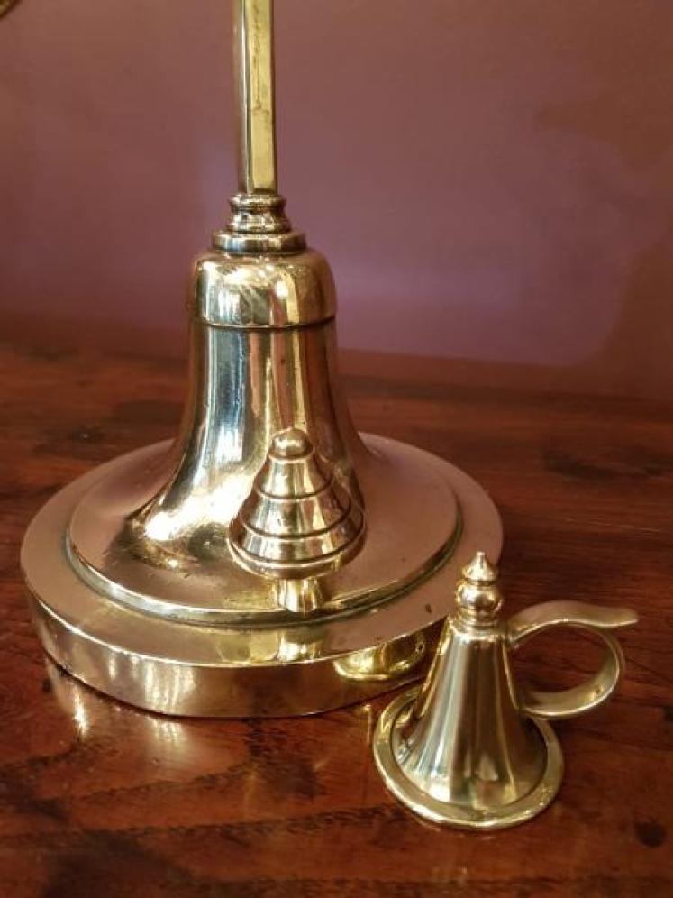 Unusual Victorian Cast Brass Chamber Stick and Snuffer - Image 3