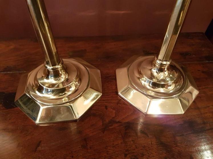 Superb Pair of Large Antique 20" Brass Candlesticks - Image 4