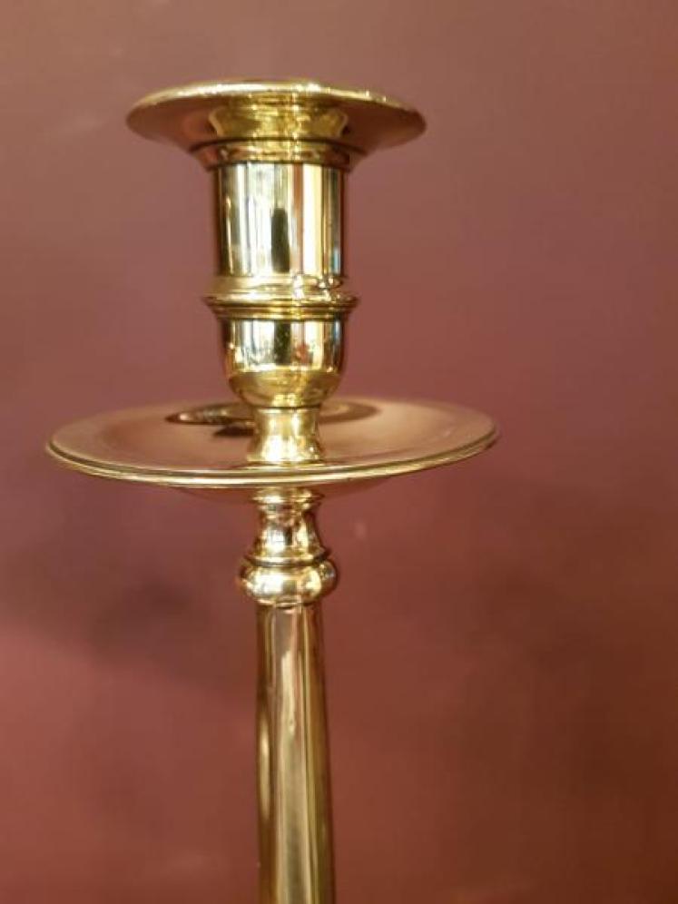 Superb Pair of Large Antique 20" Brass Candlesticks - Image 5