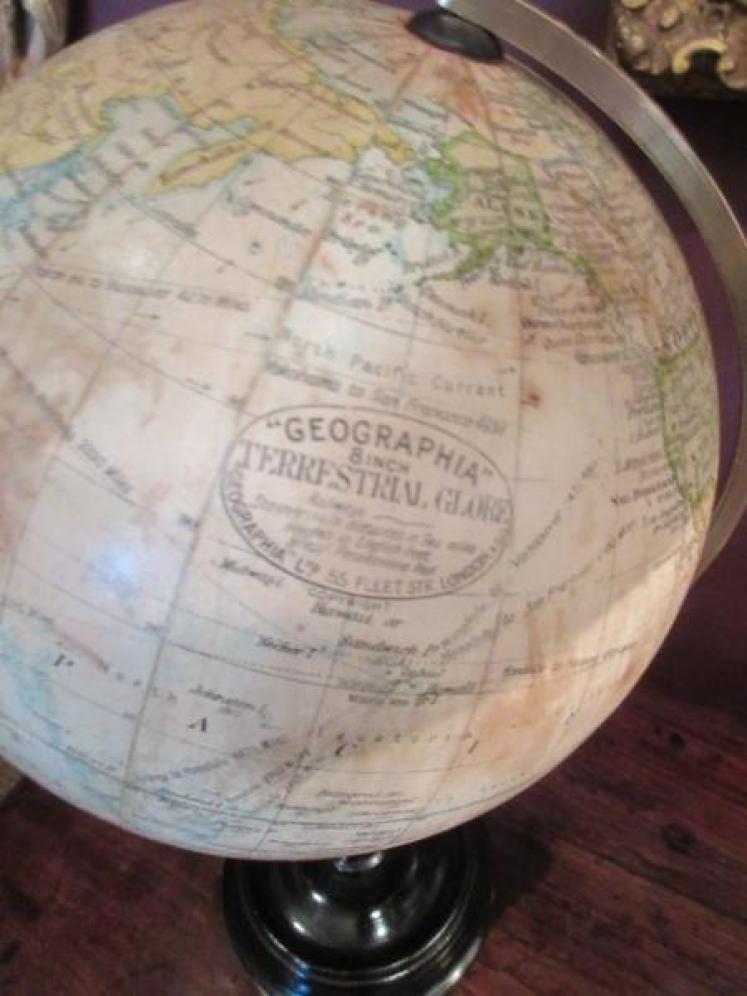 1920's 8" Geographia Paper Mache Terrestrial Globe - Image 5