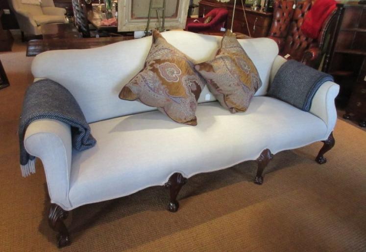 Superb 19th Century Upholstered Hump Back Sofa - Image 1