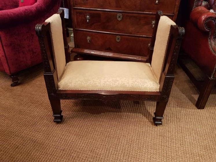 Edwardian Mahogany Chippendale Revival Window Seat - Image 1
