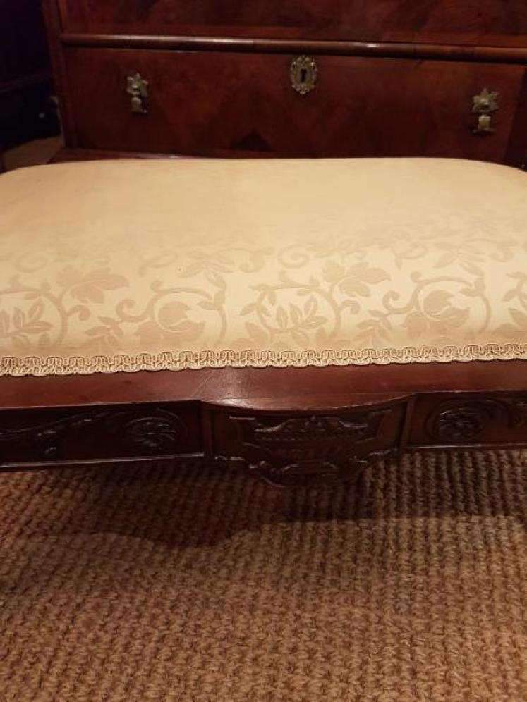Edwardian Mahogany Chippendale Revival Window Seat - Image 3