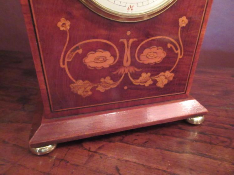 Art Nouveau Style Fruitwood Inlaid Mantel Clock - Image 3