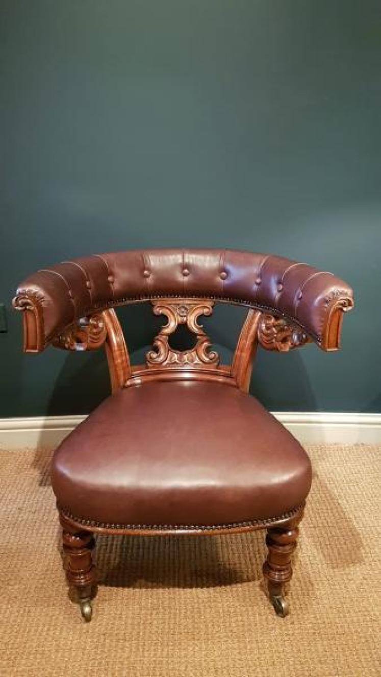William IV Leather Library Armchair - Image 1