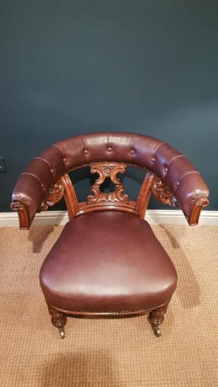 William IV Leather Library Armchair - Image 2