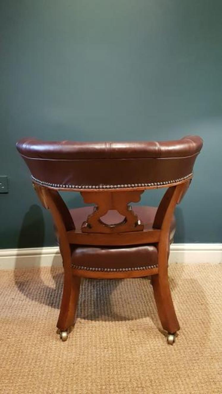 William IV Leather Library Armchair - Image 5
