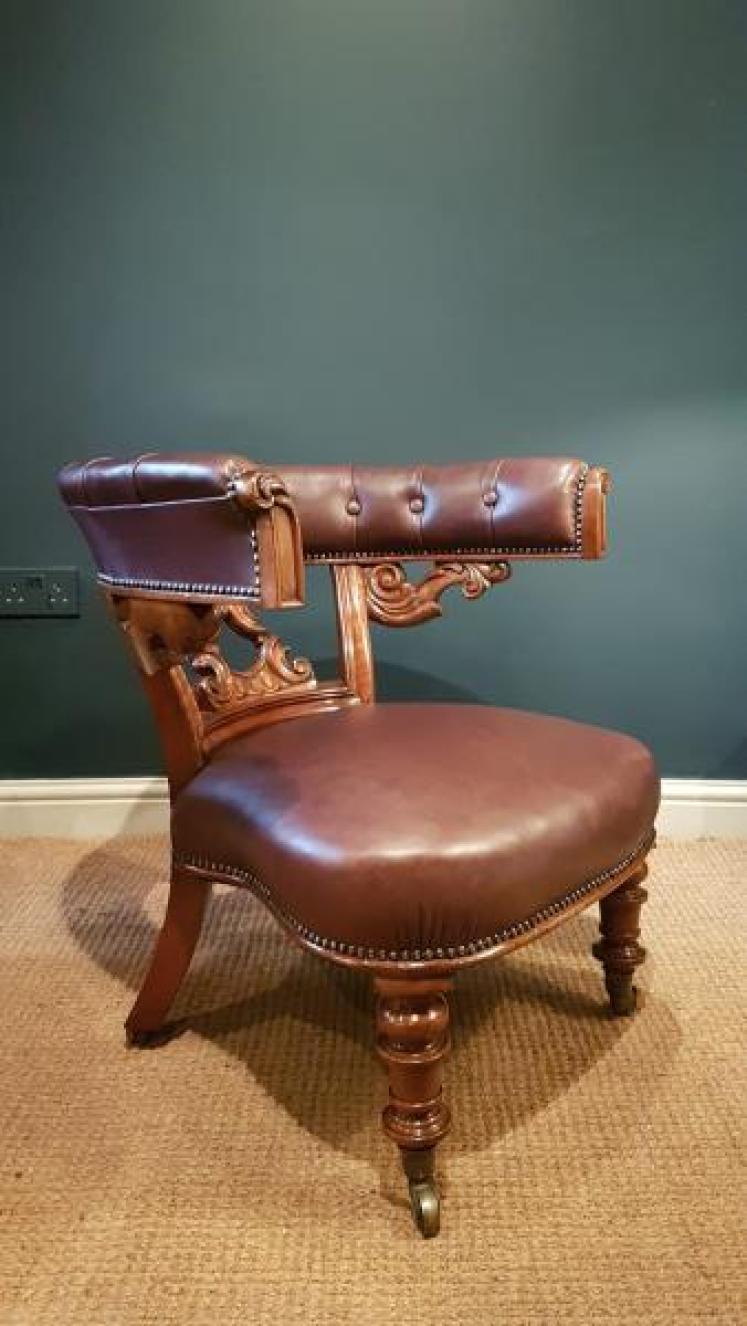 William IV Leather Library Armchair - Image 6