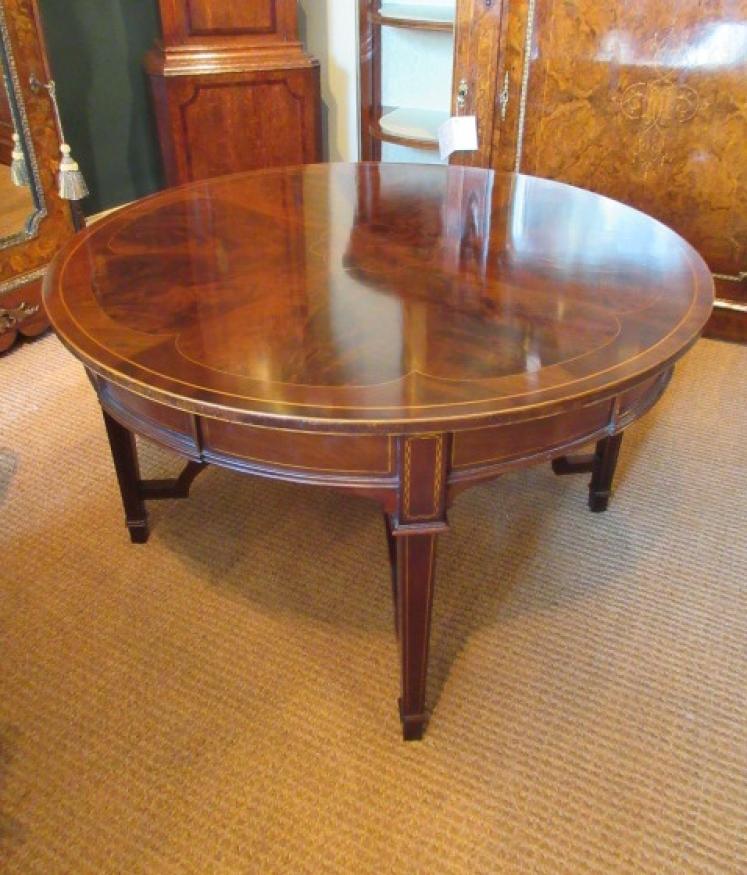Fine Edwardian Period Figured 'Sunburst Top' Coffee Table - Image 1