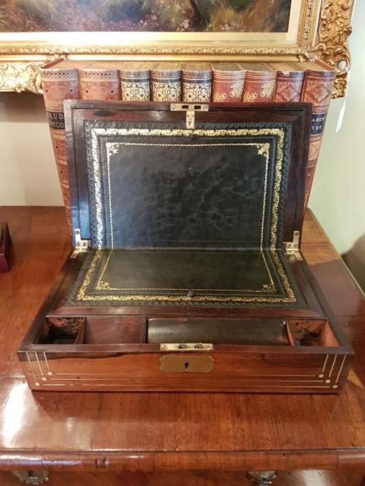 Antique Regency Rosewood Brass Bound Writing Slope  - Image 1