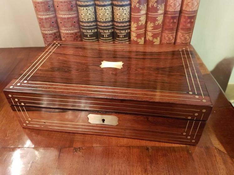 Antique Regency Rosewood Brass Bound Writing Slope  - Image 3