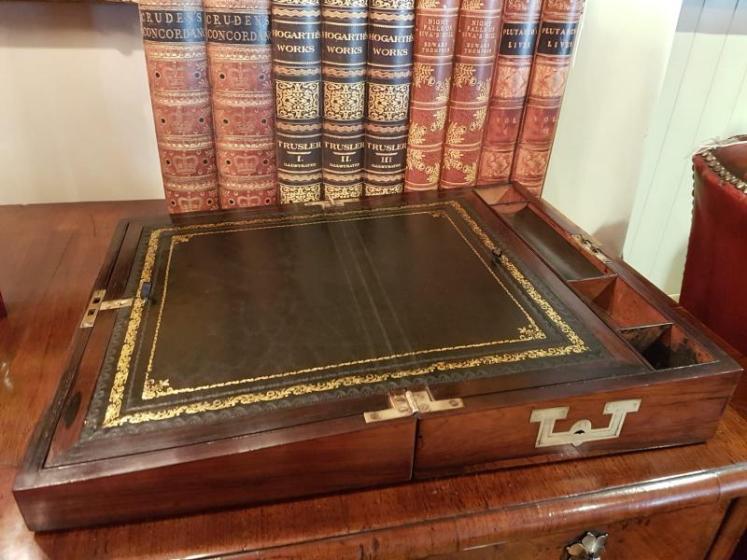 Antique Regency Rosewood Brass Bound Writing Slope  - Image 5