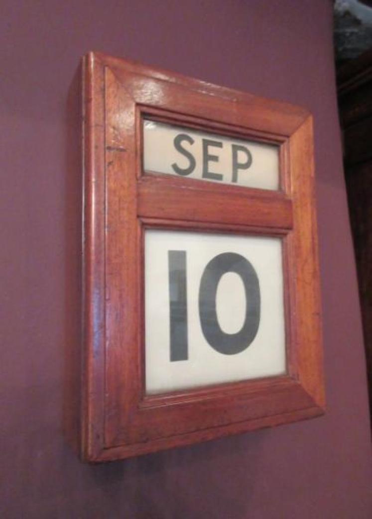 Large Victorian Walnut Perpetual Bank Wall Calendar - Image 1