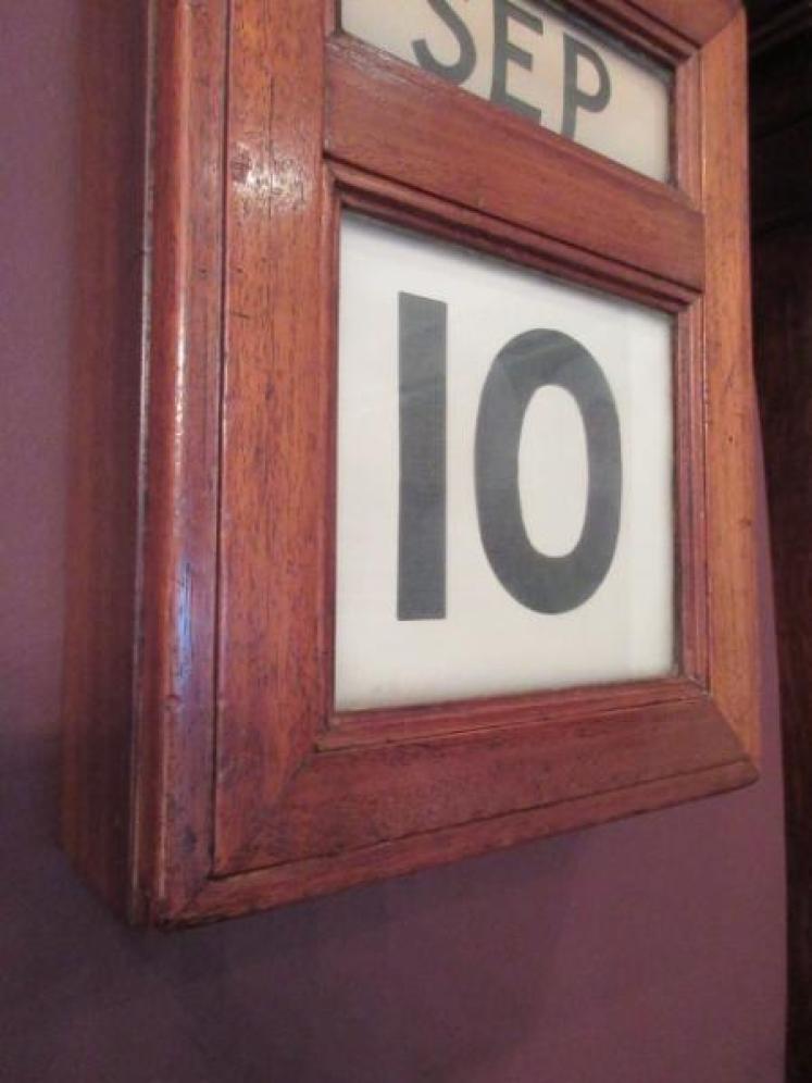 Large Victorian Walnut Perpetual Bank Wall Calendar - Image 3