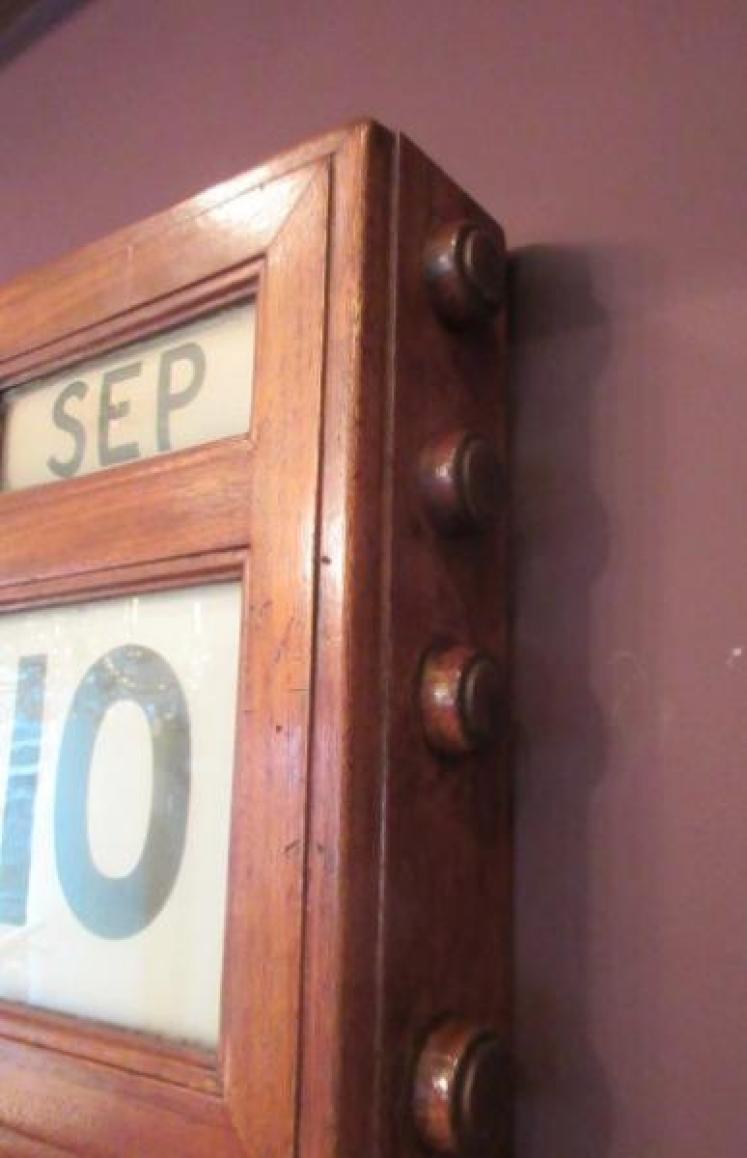 Large Victorian Walnut Perpetual Bank Wall Calendar - Image 5