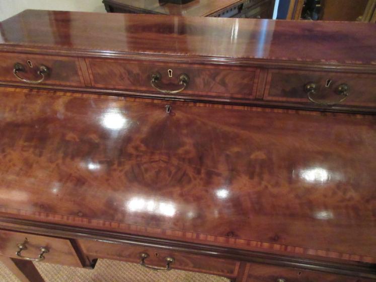 Antique Mahogany Sheraton Inlaid Cylinder Top Desk - Image 2