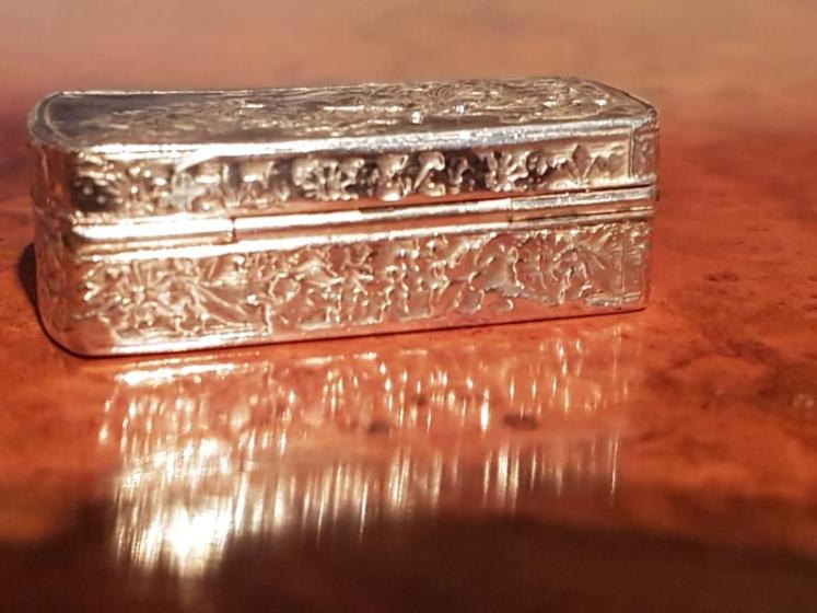 Embossed Silver Pill Box - Image 1