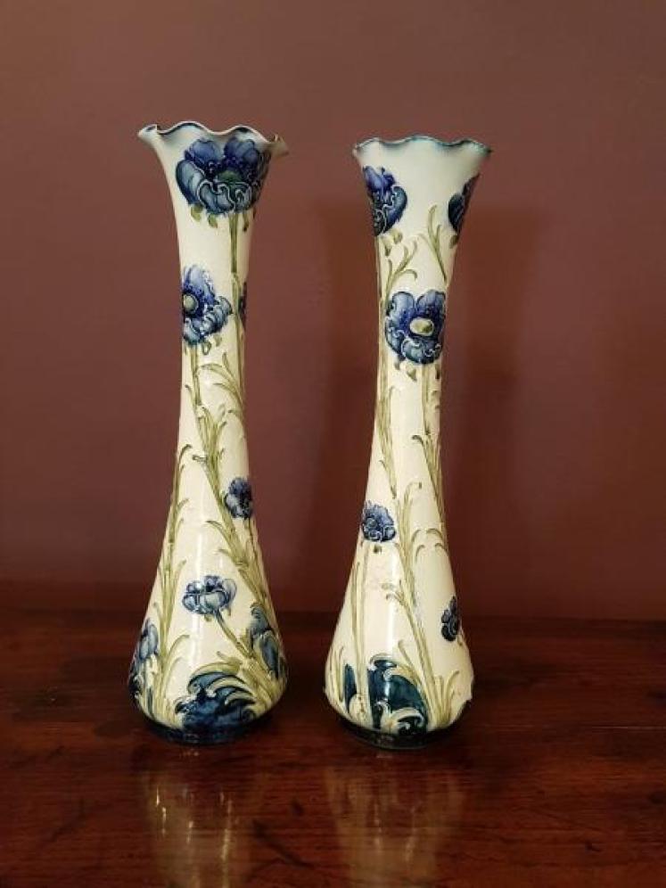 Elegant Pair of Moorcroft Florian Poppy Vases - Image 1