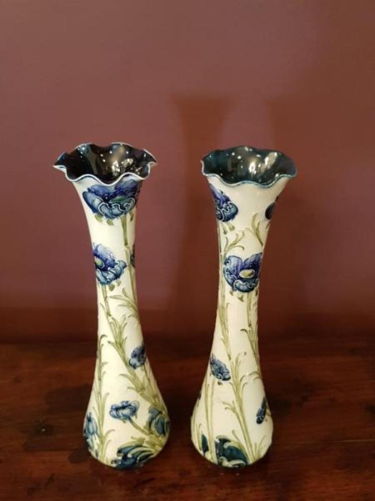 Elegant Pair of Moorcroft Florian Poppy Vases - Image 5