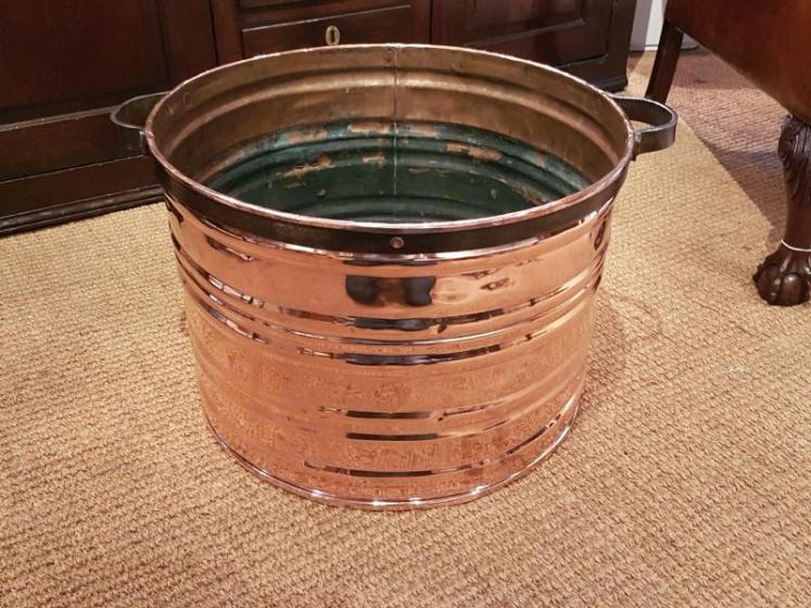 Antique Copper Country House Log Bin - Image 5