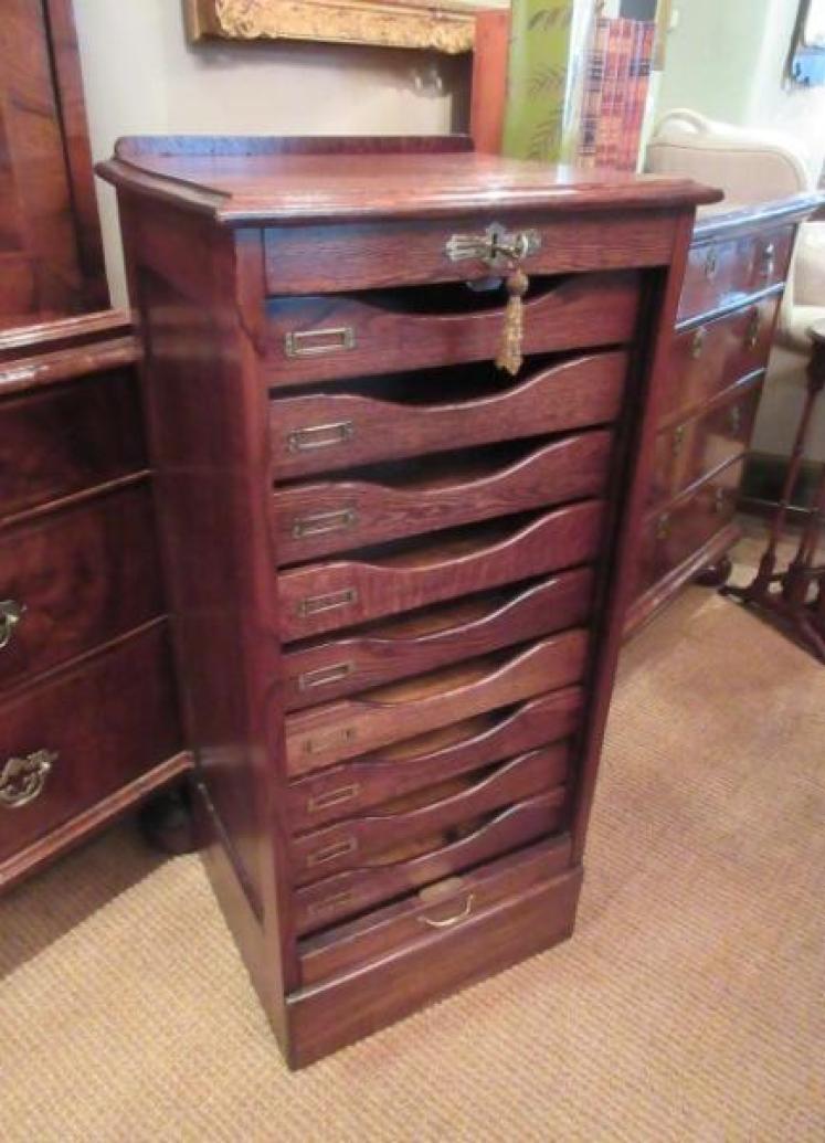 Edwardian Period Tambour Front Filing Cabinet - Image 1