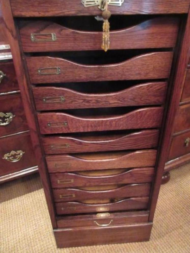 Edwardian Period Tambour Front Filing Cabinet - Image 3