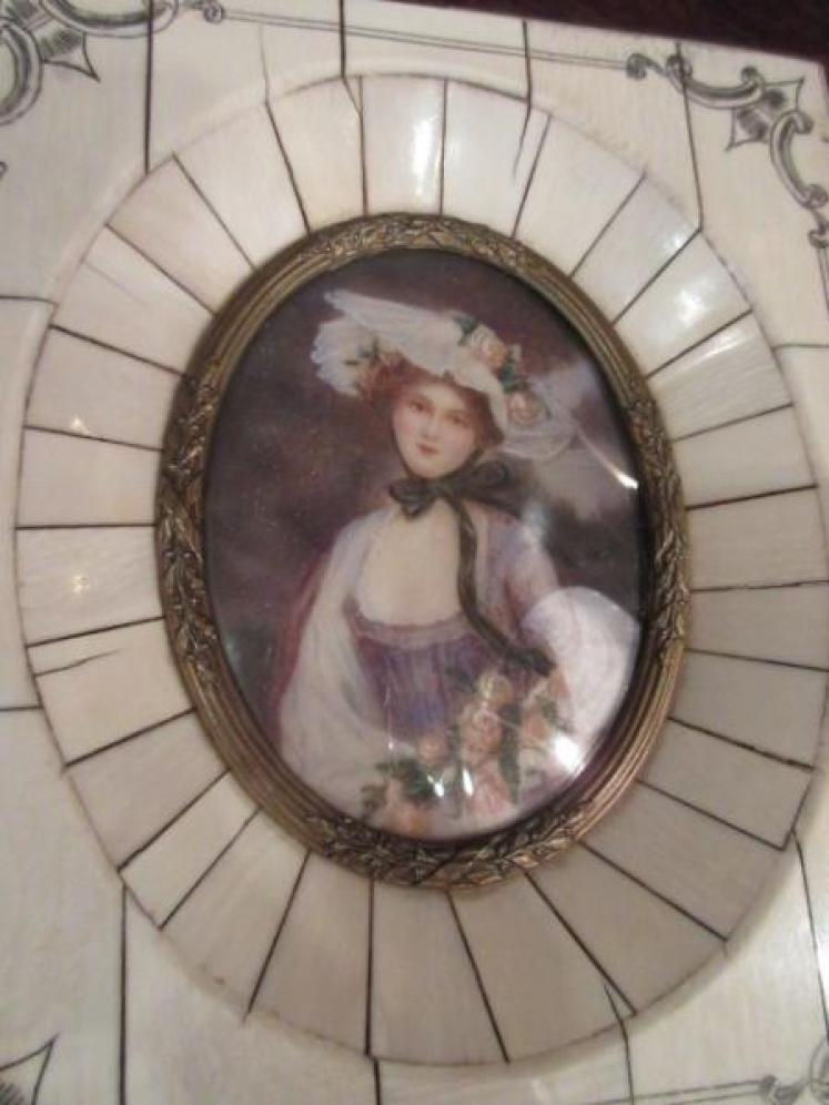 19th Century Miniature Portrait Painted on Bone  - Image 2
