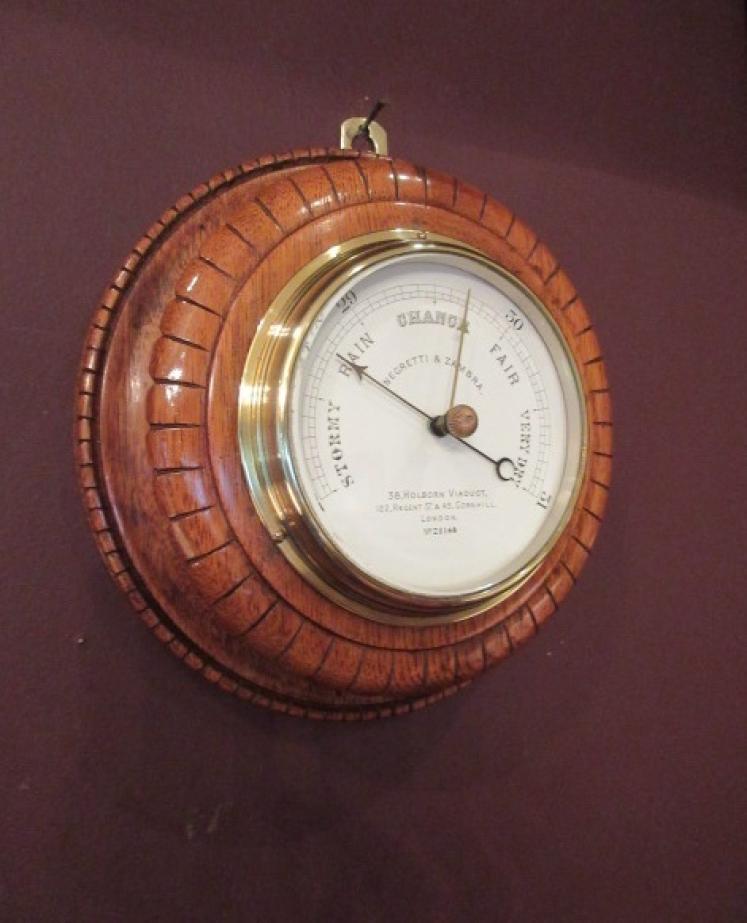 Mid Victorian Polished Oak Negretti & Zambra Barometer - Image 1
