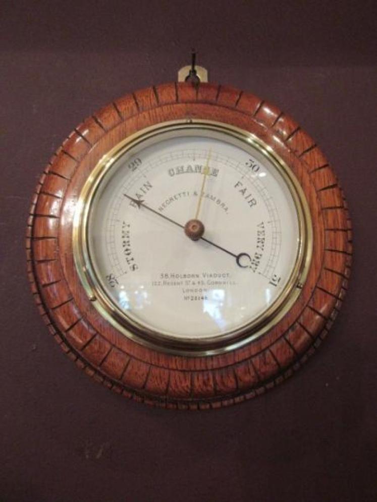 Mid Victorian Polished Oak Negretti & Zambra Barometer - Image 5